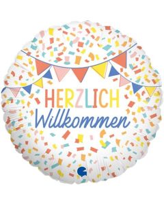 Luftballon mit Helium Ballongas, Herzlich Willkommen