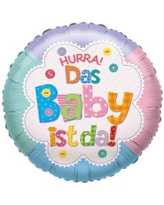 Hurra! Das Baby ist da! Luftballon mit Helium zu Babyparty, Geburt und Taufe