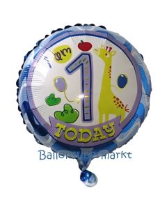 I am 1 today Luftballon aus Folie zum 1. Geburtstag, Junge ohne Helium