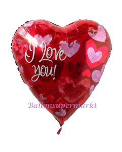 I Love You, Jumbo-Luftballon aus Folie,  inklusive Helium