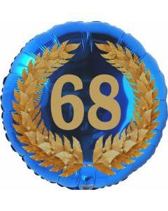 Lorbeerkranz 68, Luftballon aus Folie zum 68. Geburtstag, ohne Ballongas