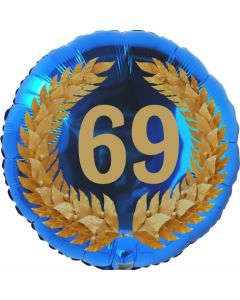 Lorbeerkranz 69, Luftballon aus Folie zum 69. Geburtstag, ohne Ballongas