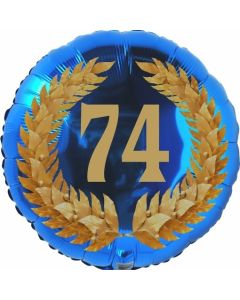 Lorbeerkranz 74, Luftballon aus Folie zum 74. Geburtstag, ohne Ballongas