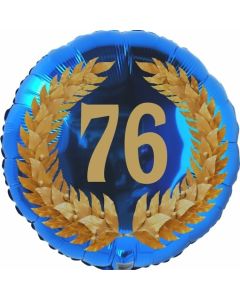Lorbeerkranz 76, Luftballon aus Folie zum 76. Geburtstag, ohne Ballongas