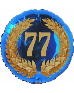 Lorbeerkranz 77, Luftballon aus Folie zum 77. Geburtstag, ohne Ballongas