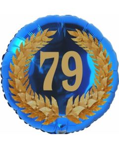 Lorbeerkranz 79, Luftballon aus Folie zum 79. Geburtstag, ohne Ballongas