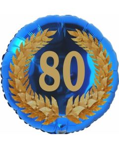 Lorbeerkranz 80, Luftballon aus Folie zum 80. Geburtstag, ohne Ballongas