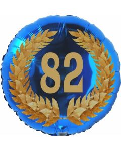 Lorbeerkranz 82, Luftballon aus Folie zum 82. Geburtstag, ohne Ballongas
