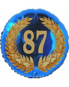 Lorbeerkranz 87, Luftballon aus Folie zum 87. Geburtstag, ohne Ballongas