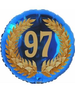 Lorbeerkranz 97, Luftballon aus Folie zum 97. Geburtstag, ohne Ballongas