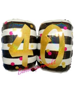 Luftballon Pink & Gold Milestone Birthday 40 zum 40. Geburtstag inklusive Helium