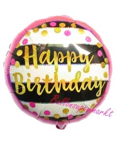 Geburtstags-Luftballon Pink & Gold Milestone Birthday, ohne Helium-Ballongas
