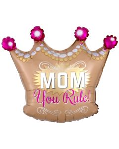 Mom You Rule, Krone, Luftballon aus Folie mit Helium zum Muttertag