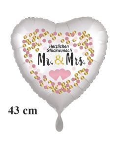 Herzluftballon Mr. & Mrs. Herzlichen Glückwunsch, inklusive Helium