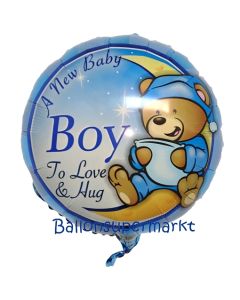 A New Baby Boy Teddybär Luftballon aus Folie mit Helium