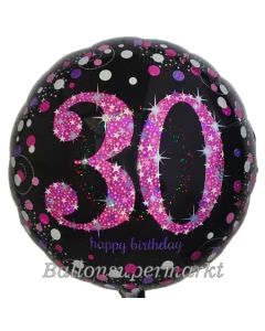 Luftballon aus Folie mit Helium, Pink Celebration 30, zum 30. Geburtstag