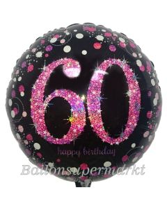 Luftballon aus Folie mit Helium, Pink Celebration 60, zum 60. Geburtstag