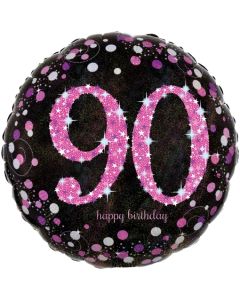 Luftballon zum 90. Geburtstag, Pink Celebration 90, ohne Helium-Ballongas