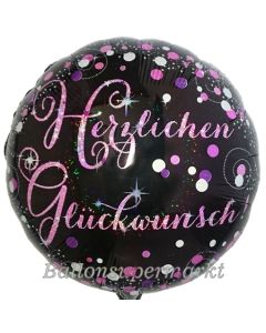 Geburtstags-Luftballon Pink Celebration Herzlichen Glückwunsch, ohne Helium-Ballongas