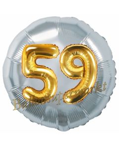 Runder Luftballon Jumbo Zahl 59, silber-gold mit 3D-Effekt zum 59. Geburtstag