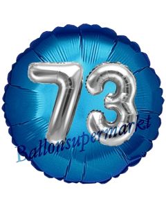 Runder Luftballon Jumbo Zahl 73, blau-silber mit 3D-Effekt zum 73. Geburtstag