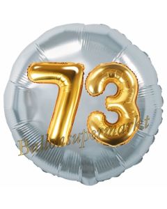 Runder Luftballon Jumbo Zahl 73, silber-gold mit 3D-Effekt zum 73. Geburtstag