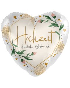 Folienballon, Satin Hochzeit, Herzlichen Glückwunsch, ohne Helium