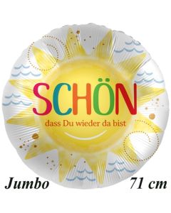 Jumbo Luftballon aus Folie Schön, dass Du wieder da bist, inklusive Helium-Ballongas