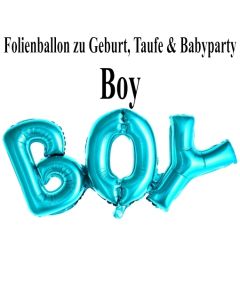 Luftballon aus Folie Boy Schriftzug, Folienballon zur Luftbefüllung