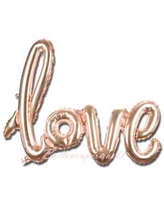 Love, roségold, Schriftzug, Folienballon zur Luftbefüllung