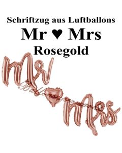 Mr and Mrs roségold, Schriftzug, Folienballons zur Luftbefüllung