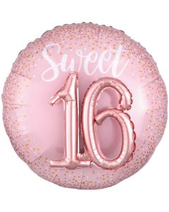 Folienballon, Jumbo Sixteen Blush mit 3D-Effekt zum 16. Geburtstag