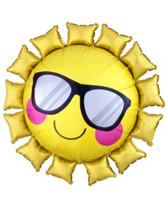 Emoticon Sonne, Folienballon mit Ballongas-Helium 