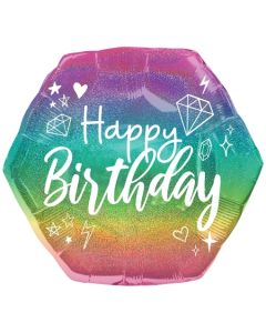 Sparkle Happy Birthday, holografischer Folienballon zum Geburtstag inklusive Helium