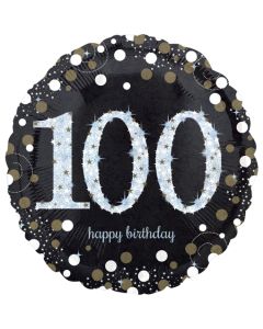 Luftballon zum 100. Geburtstag, Sparkling Birthday 100, ohne Helium-Ballongas
