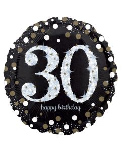 Folienballon Jumbo Sparkling Celebration 30, ohne Helium zum 30. Geburtstag