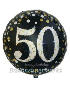 Luftballon zum 50. Geburtstag, Sparkling Birthday 50, ohne Helium-Ballongas