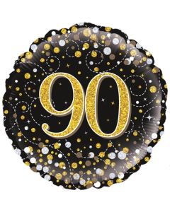 Luftballon zum 90. Geburtstag, Sparkling Fizz Gold 90, ohne Helium-Ballongas