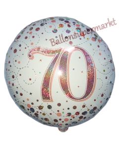 Luftballon zum 70. Geburtstag, Sparkling Fizz Roségold 70, ohne Helium-Ballongas