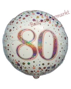 Luftballon zum 80. Geburtstag, Sparkling Fizz Roségold 80, ohne Helium-Ballongas