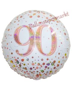 Luftballon zum 90. Geburtstag, Sparkling Fizz Roségold 90, ohne Helium-Ballongas