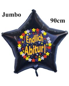 Endlich Abitur! Schwarzer Jumbo Sternluftballon aus Folie