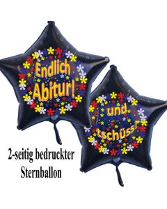 Endlich Abitur! Und tschüss! Schwarzer Sternluftballon aus Folie