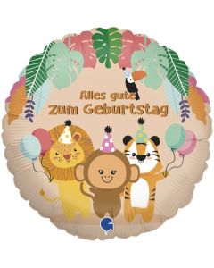 Geburtstags-Luftballon, Jungle Animals mit Helium