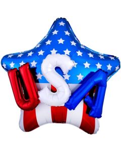 USA on Stars and Stripes Jumbo 3D Luftballon, USA Folienballon ohne Helium-Ballongas