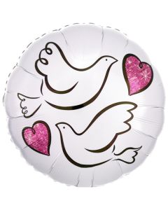 Luftballon aus Folie zur Hochzeit, Wedding Doves, Turteltauben, ohne Helium