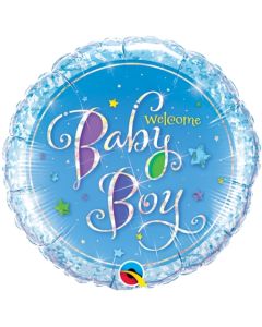 Luftballon, holografisch mit Helium zu Geburt und Taufe,Welcome Baby Boy 