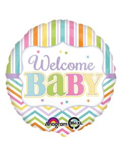 Luftballon mit Helium zu Babyparty, Geburt und Taufe eines Mädchens: Welcome Baby 