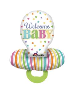 Großer Schnuller Luftballon mit Helium zu Geburt und Taufe, Welcome Baby