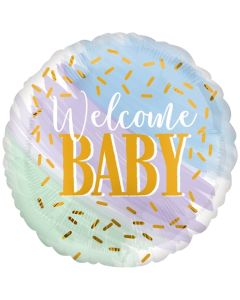 Watercolor Welcome Baby  Luftballon mit Helium zu Babyparty, Geburt und Taufe